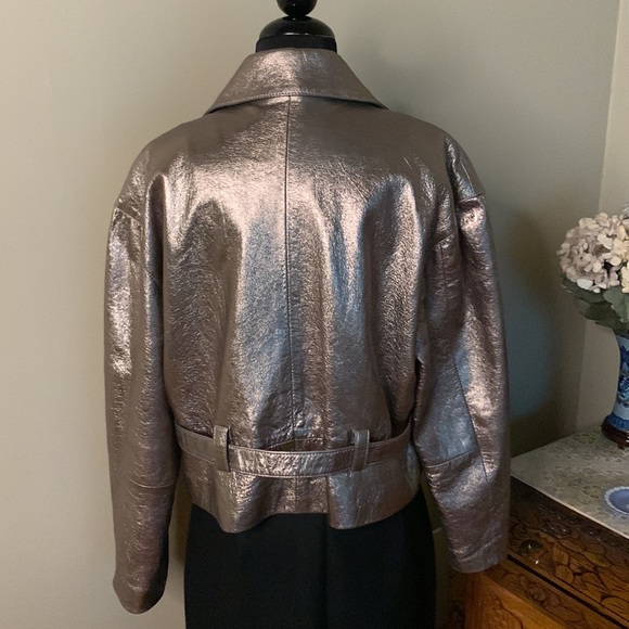 Bronze Gold Leather 1980s Glam Rock Leather Jacket - Picture 7 of 14
